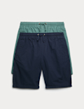 2 Pack Pure Cotton Ripstop Shorts (6-16 Yrs)