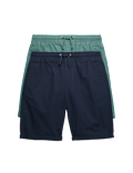 2 Pack Pure Cotton Ripstop Shorts (6-16 Yrs)