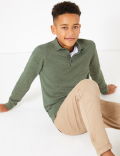 Cotton Rich Knitted Long Sleeve Polo Shirt
