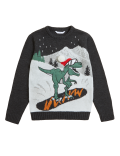 Knitted Christmas Dinosaur Jumper (6-16 Yrs)