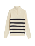 Cotton Rich Striped Half Zip Jumper (6-16 Yrs)