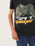 Pure Cotton Gamer Slogan Sequin T-Shirt (6-16 Yrs)
