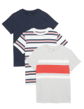3pk Cotton Rich Assorted T-Shirts (6-16 Yrs)