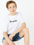 Pure Cotton Embroidered Skull T-Shirt (6-16 Yrs)