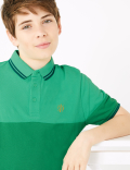 Cotton Block Stripe Polo Shirt (6-16 Yrs)