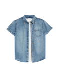 2pc Pure Cotton Denim Shirt & T-Shirt Set (6-16 Yrs)