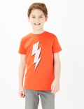 Cotton Lightning Bolt Design T-Shirt (6-16 Yrs)