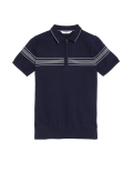Cotton Rich Striped Knitted Polo Shirt (6-16 Yrs)