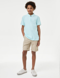 Pure Cotton Half Zip Polo Shirt (6-16 Yrs)