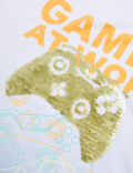 Sequin Gamer T-Shirt with Cotton (6-16 Yrs)