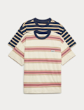 2 Pack Pure Cotton Striped T-Shirts (6-16 Yrs)