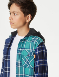 2pc Cotton Rich Hooded Check Shirt (6-16 Yrs)