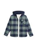 Pure Cotton Checked Hooded Shirt & T-Shirt Set (6-16 Yrs)