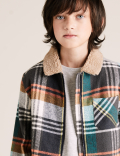 Cotton Borg Lined Checked Shacket (6-16 Yrs)
