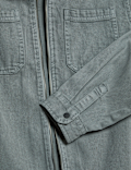 Cotton Blend Hooded Zip Shacket (6-16 Yrs)