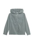 Cotton Blend Hooded Zip Shacket (6-16 Yrs)