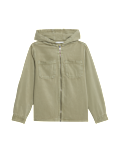 Cotton Blend Hooded Zip Shacket (6-16 Yrs)