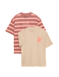 2 Pack Pure Cotton Graphic T-Shirts (6-16 Yrs)