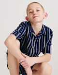 Pure Cotton Textured Stripe Shirt (6-16 Yrs)