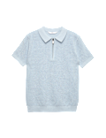 Pure Cotton Waffle Knitted Polo Shirt (6-16 Yrs)