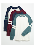 3 Pack Cotton Rich Striped Sleeve Tops (6-16 Yrs)