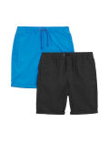 2pk Pure Cotton Ripstop Shorts (6-14 Yrs)