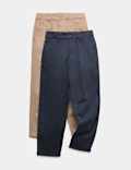 2 Pack Cotton Rich Chino Trousers (6-16 Yrs)