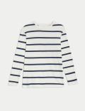 Cotton Mix Stripes Round Neck T-Shirt