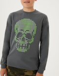Pure Cotton Skull Print Top (6-16 Yrs)