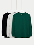 3pk Pure Cotton Long Sleeve Tops (6-16 Yrs)