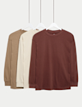 3pk Pure Cotton Long Sleeve Tops (6-16 Yrs)