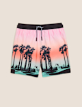 Palm Print Mini Me Swim Short  (6-16 Yrs)