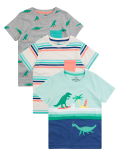 3 Pack Cotton Dinosaur T-Shirts (2-7 Yrs)