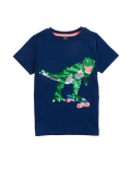 Pure Cotton Sequin Dinosaur T-Shirt