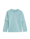 Pure Cotton Mock Sleeve Top (2-8 Yrs)