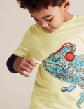Embroidered Chameleon Mock Sleeve Top (2-7 Yrs)