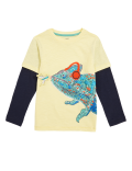 Embroidered Chameleon Mock Sleeve Top (2-7 Yrs)