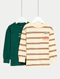 2pk Pure Cotton Textured Long Sleeve Tops (2-8 Yrs)
