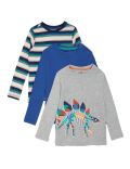 3pk Cotton Rich Dinosaur Tops (2-7 Yrs)