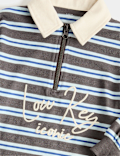 Cotton Rich Graphic Striped Rugby Top (2-8 Yrs)