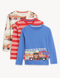 3pk Pure Cotton Fire Engine Tops