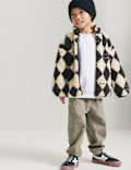 Harlequin Patterned Borg Jacket (2-8 Yrs)
