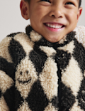 Harlequin Patterned Borg Jacket (2-8 Yrs)