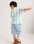 Pure Cotton Striped Graphic T-Shirt (2-8 Yrs)
