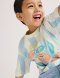 Pure Cotton Striped Graphic T-Shirt (2-8 Yrs)