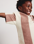 Pure Cotton Striped Waffle Rugby Top (2-8 Yrs)
