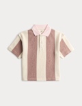 Pure Cotton Striped Waffle Rugby Top (2-8 Yrs)