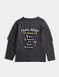 Pure Cotton Mock Sleeve T-Shirt (2-8 Yrs)