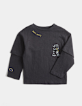 Pure Cotton Mock Sleeve T-Shirt (2-8 Yrs)