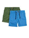 2pk Pure Cotton Ripstop Shorts (2-7 Yrs)